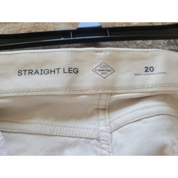 St. John's Bay Women's Straight Leg Corduroy Pants Size 20 Beige Cream NWT - Picture 4 of 7